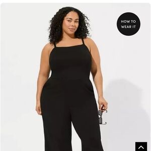 Torrid Black Jumpsuit with Square Neckline and Wide-Leg Fit